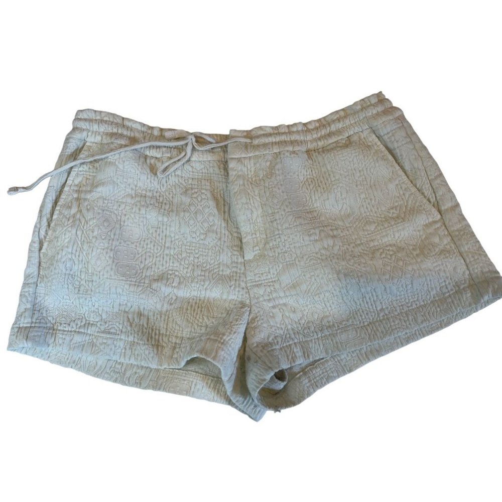 Lou & Grey Womens Embroidered Chino Shorts Drawstring Waist Knitted White Size M